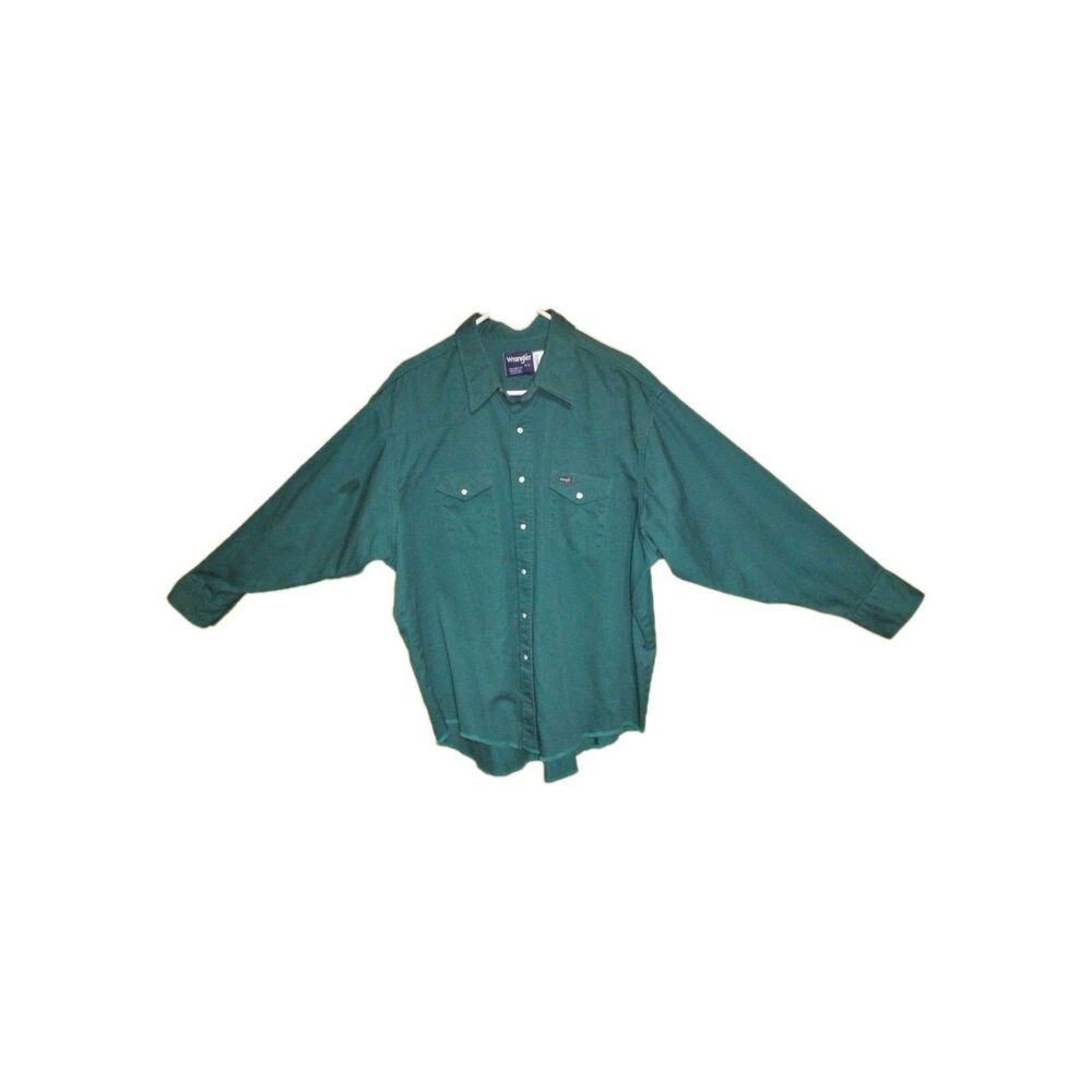 Wrangler Western Shirts Pearl Snaps Up Cowboy Chambray Denim Work Mens 3XL USA